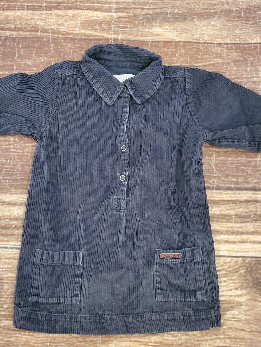 MarMar Copenhagen Dark Gray Corduroy Shirt Dress 3T